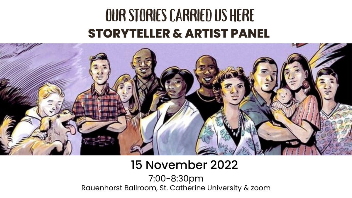 StKatesLibrary's tweet image. We hope you can join us for a panel of storytellers and artists from this year's One Read for Racial Justice book, Our Stories Carried Us Here! 
For more information and to register: fb.me/e/2YmVNg5oH