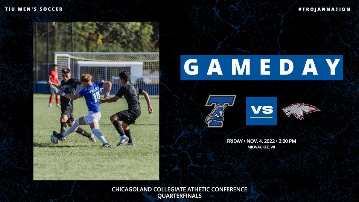 Let the playoffs begin! Short trip up north in a rematch against the Wolves of Cardinal Stritch for the opening round of the CCAC tournament!

📍 Milwaukee, WI
🕰️ 2:00pm
💻 bit.ly/3zJTt45
📊 bit.ly/3WvVjiY

#TrojanNation #WeAreTIU