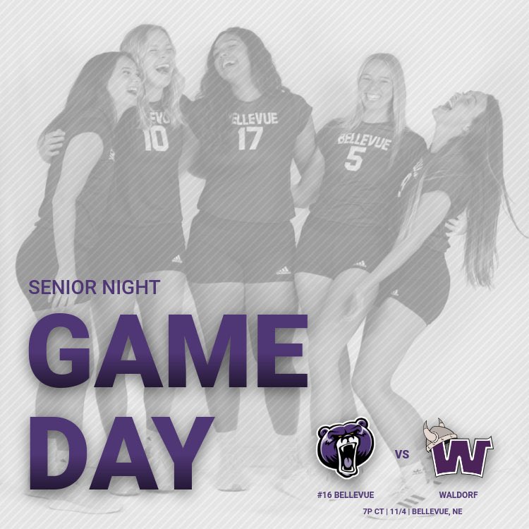 SENIOR NIGHT. 💜

Bellevue hosts Waldorf at 7pm inside the Gordon Lozier Athletic Center. 

Following the match, we will honor and recognize the five incredible seniors who have made a lasting impact on the program, both on and off the court.