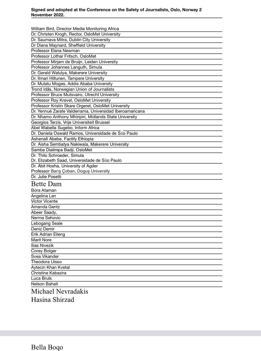 William Bird (@billbobbird) on Twitter photo Dear <a href="/elonmusk/">Elon Musk</a> following your purchase of <a href="/twitter/">Twitter</a> & the 8th Annual Conference on safety of Journalists the undersigned wish to highlight some key issues. <a href="/OsloMet/">OsloMet</a> <a href="/julieposetti/">Dr. Julie Posetti</a> <a href="/MediaMattersZA/">Media Matters</a> #journosafe #mekk let us know if you would like to sign. <a href="/carolecadwalla/">Carole Cadwalladr</a> <a href="/mariaressa/">Maria Ressa</a> Dear <a href="/elonmusk/">Elon Musk</a> following your purchase of <a href="/twitter/">Twitter</a> & the 8th Annual Conference on safety of Journalists the undersigned wish to highlight some key issues. <a href="/OsloMet/">OsloMet</a> <a href="/julieposetti/">Dr. Julie Posetti</a> <a href="/MediaMattersZA/">Media Matters</a> #journosafe #mekk let us know if you would like to sign. <a href="/carolecadwalla/">Carole Cadwalladr</a> <a href="/mariaressa/">Maria Ressa</a>