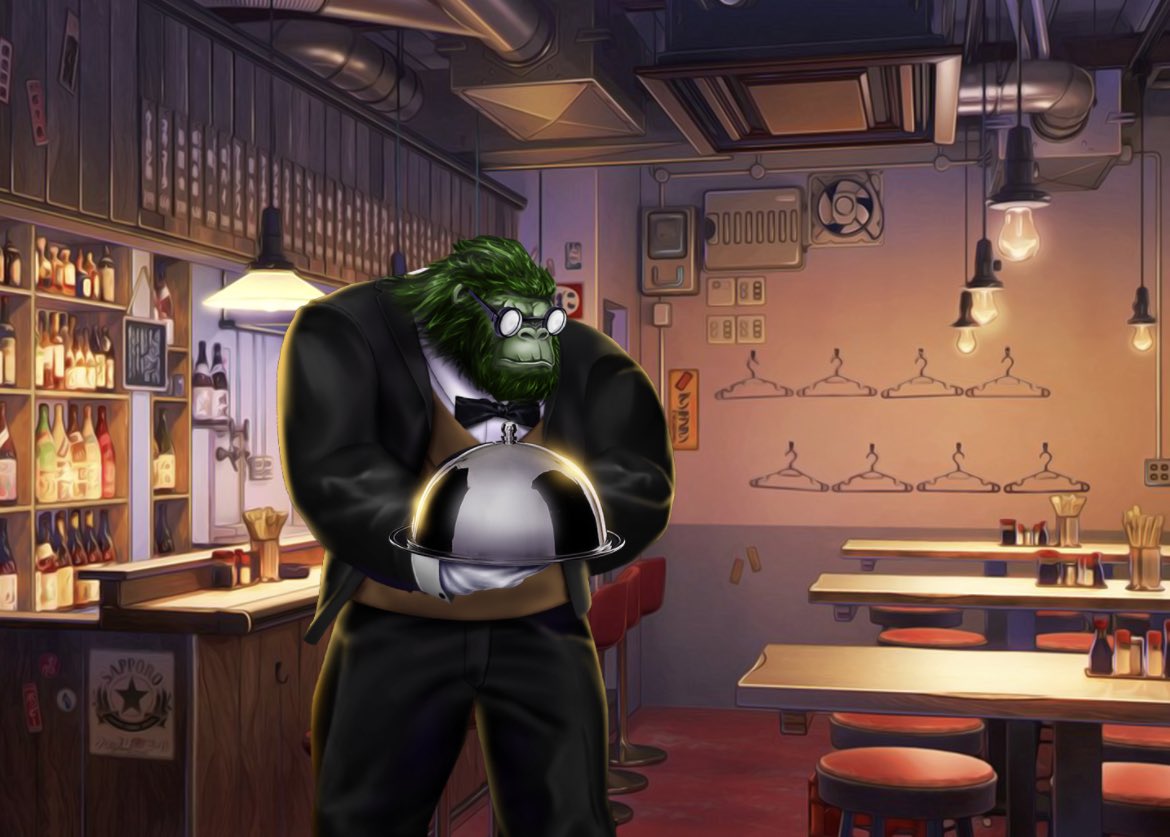 What do you think the WAITER APE is serving up? 🤔
