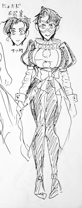 【落書き】
前に載せたかもだが♀ドと♀パの女体化デザイン。
ドはステージでは髪形変えてます 