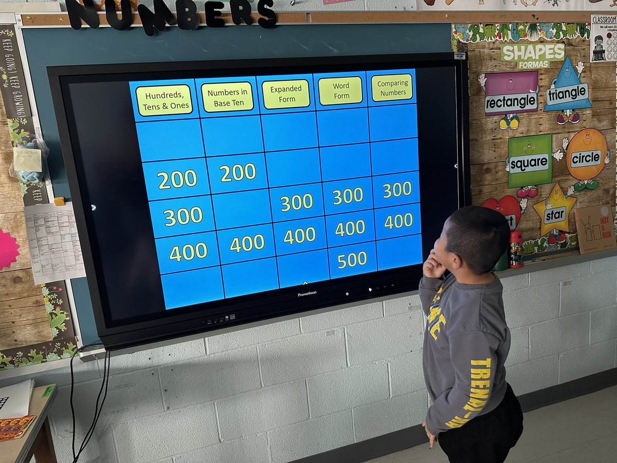 msmariadonovan's tweet photo. We love a Friday game of place value jeopardy in our pajamas!! @wsselementary https://t.co/Z0XOv6yvlq