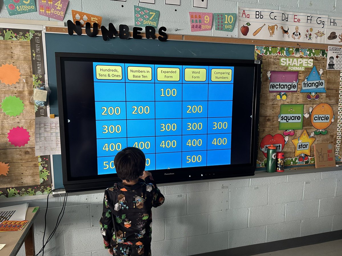 msmariadonovan's tweet photo. We love a Friday game of place value jeopardy in our pajamas!! @wsselementary https://t.co/Z0XOv6yvlq