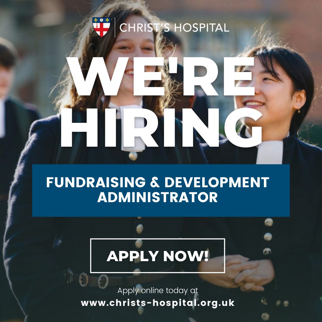 Only a few days left to get your CV in! 
Apply for our Fundraising &amp; Development role today. The role is a great opportunity to learn more about the charitable sector &amp; you’ll gain hands-on experience. 🏅
Closes 9th November.  #sussexjobs 

christs-hospital.org.uk/vacancies/fund…