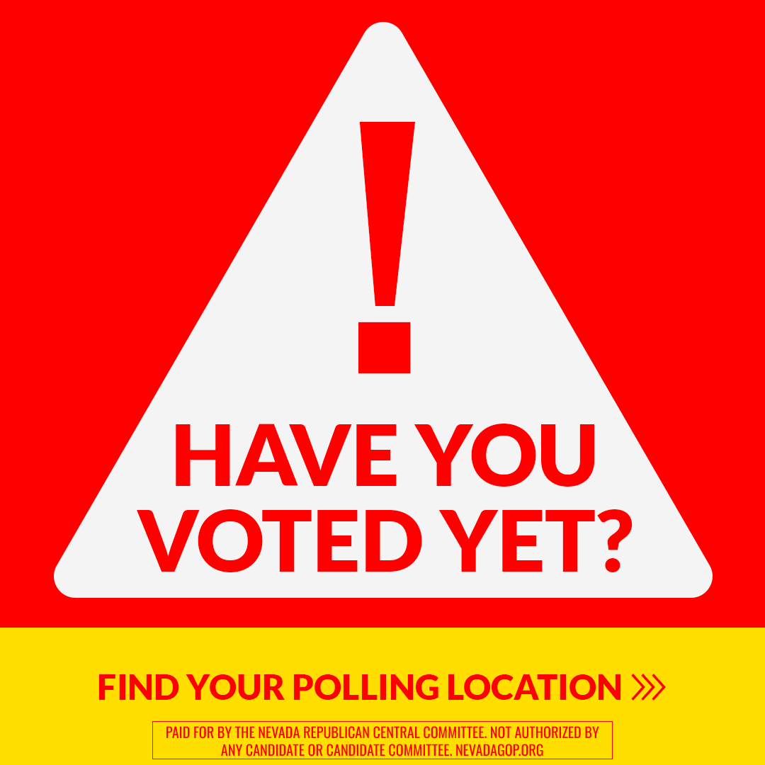 NVGOP's tweet image. It&apos;s the LAST DAY to early vote. Have you voted yet?⁠
Republicans 🐘 who stay home elect Democrats 👿⁠
⁠
Find your polling place : bit.ly/2022pollingpla…⁠
Download your ballot guide: bit.ly/NVvoterguide

Vote Republican all the way down your ballot for a better Nevada!