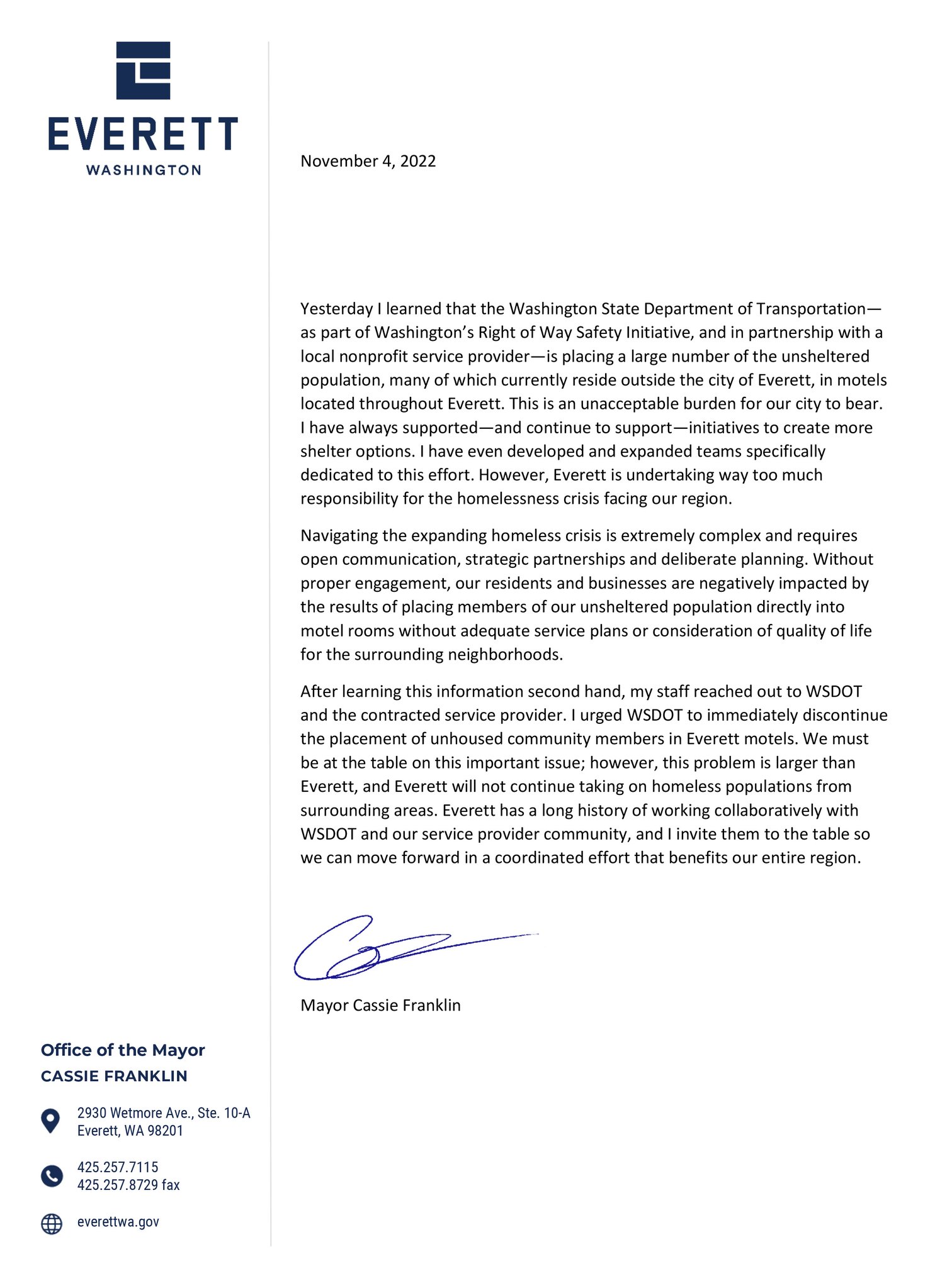 Cassie Franklin on Twitter "Read my statement in response to wsdot's
