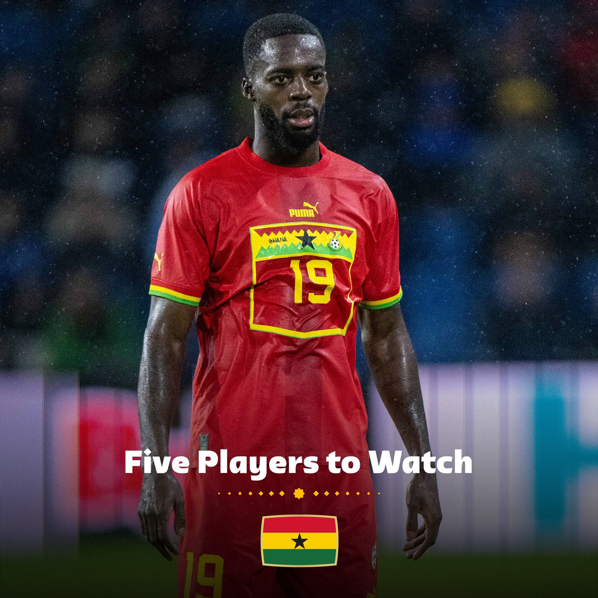 FIFAWorldCup's tweet photo. 🇬🇭 A new-look squad full of talent for the #FIFAWorldCup 

Take a look at some of the key men for the Black Stars ⭐️