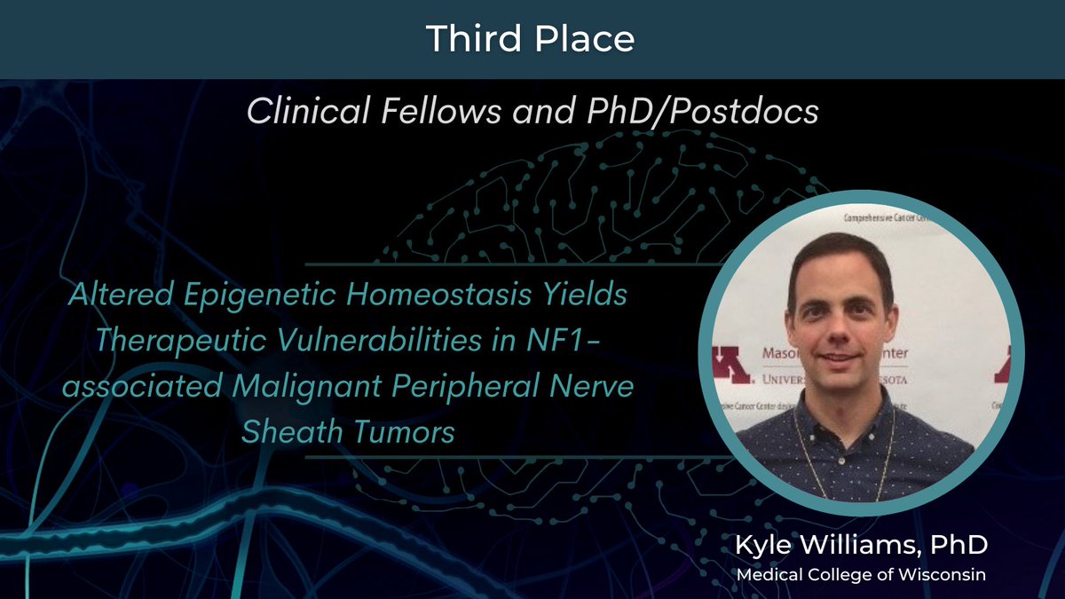 NFYIForum's tweet image. Our fantastic expert Judge Mentor @brkorf welcoming our ✌️YIs tying for 3rd place in our clinical fellows and PhD/Postdocs are Drs. @kylenago from @UMNCancer &amp;amp; @SJB1120 from the @WalkerLabMGH with their strong work in #NF1 research!