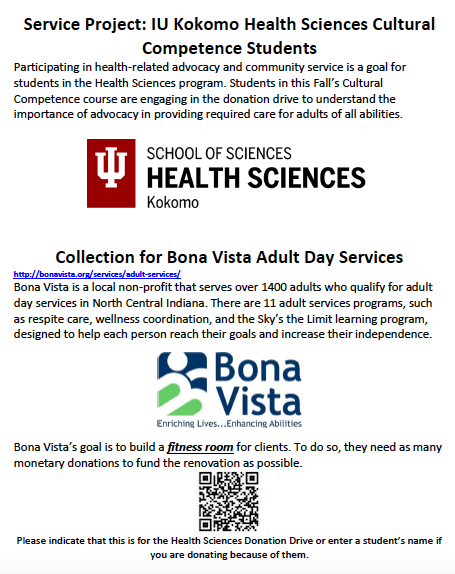 AngelaMCoppola's tweet photo. @BonaVista_ wants to enhance physical activity for their clients with a new fitness room. Let's help them make it happen. We will be at the @IUKVB game tonight and tomorrow promoting the donation drive! Please stop by for information or to donate. Every dollar makes a difference! https://t.co/MEI6a5FZ7q