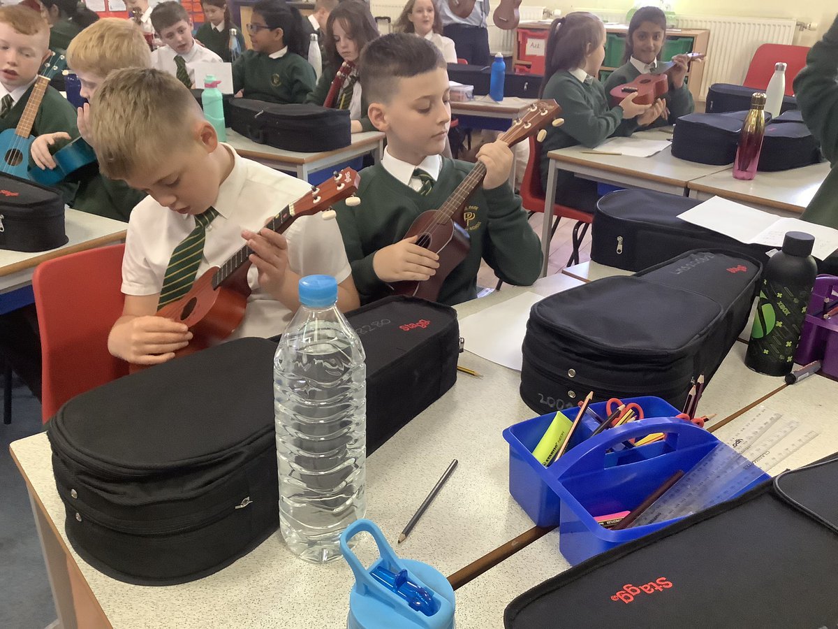 pp_accrington's tweet photo. A little snippet from our ukulele lesson this week. We are learning lots of new skills and have been able to work together on a piece of music. #Class16 #Collaboration https://t.co/zuP5GqsAQ0