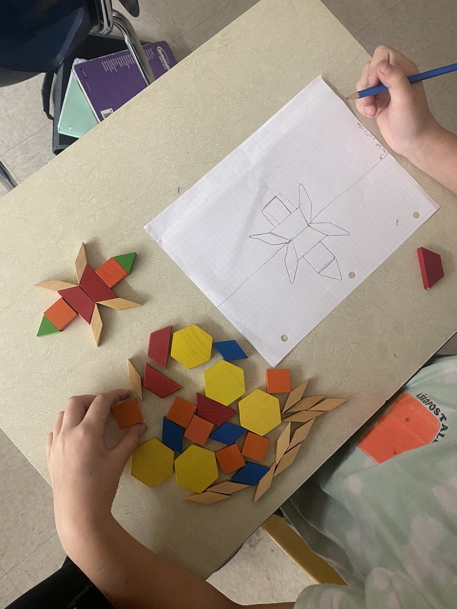 As the grade 6’s wrap up their location and movement math unit, they are using their knowledge of transformations to create designs. They never would’ve guessed blocks they played with as young kids would relate to their higher grades math. <a href="/BraunSchool/">Henry Braun School</a>