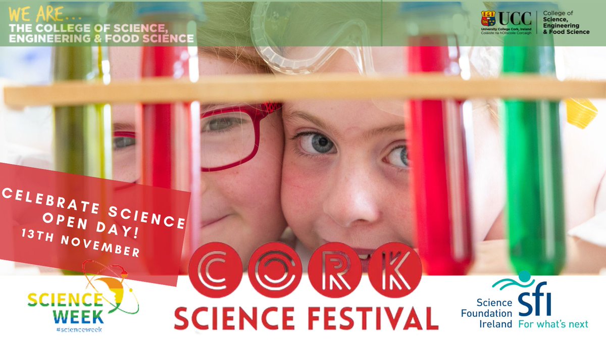 With over 3 floors of amazing and amusing science to celebrate, you won't want to miss out on our open day! Taking place November 13th.
For more info and booking details, visit: corksciencefestival.ie/public
#CorkScience #BelieveInScience #ScienceWeek #SFICuriousMinds #ShapingOurFuture