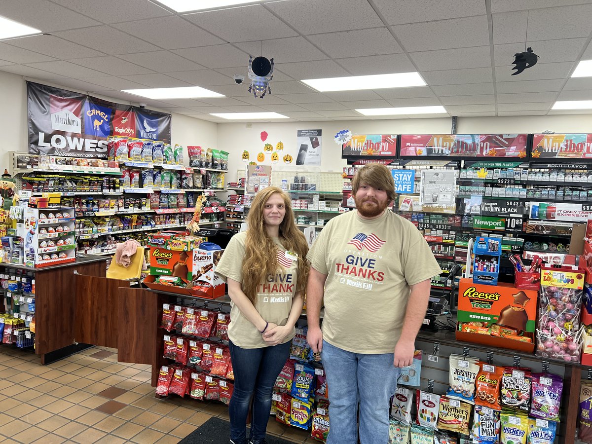 Kwikfill's tweet photo. Our employees are excited to be a part of Operation Give Thanks! We love seeing our store walls fill up with donation cards.
#OperationGiveThanks #thankyou #giveback #militaryfamily #veterans #KwikFill #kwikfillcountry https://t.co/kjtr53mwBp