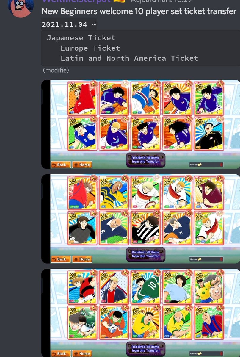 Zawa75's tweet photo. Semblerait qu'il ya également eu une MAJ aujourd'hui sur les persos de ces tickets débutants.
Désormais c'est ceux là
#CaptainTsubasaDreamTeam #Newbeginners https://t.co/AIyLGMFtqk