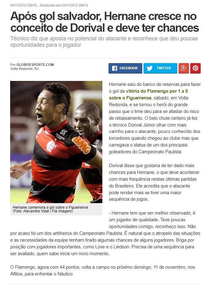 flahistoria's tweet photo. 04/11/2012 #flahistoria
[💻 @ge_fla]

Após gol salvador, Hernane cresce no conceito de Dorival e deve ter chances

🗣️ "- Hernane tem que ser melhor observado, é um jogador de qualidade. Teve poucas oportunidades comigo, reconheço isso" - téc. Dorival Jr

#FlaBr2012 #FLAxFIG https://t.co/0wyPYoFneU