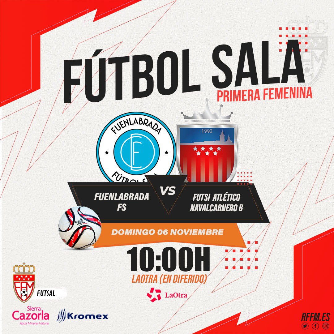 RFFM_FutbolSala's tweet photo. 🔴 Fútbol Sala en @telemadrid 

🫵 Te esperamos el domingo a partir de las 10:00 horas en @laOtraTM para vivir el #DueloEnLaOtra

@fuenlabradafs 🆚 @futsi_atletico https://t.co/FX4sGmJRQg