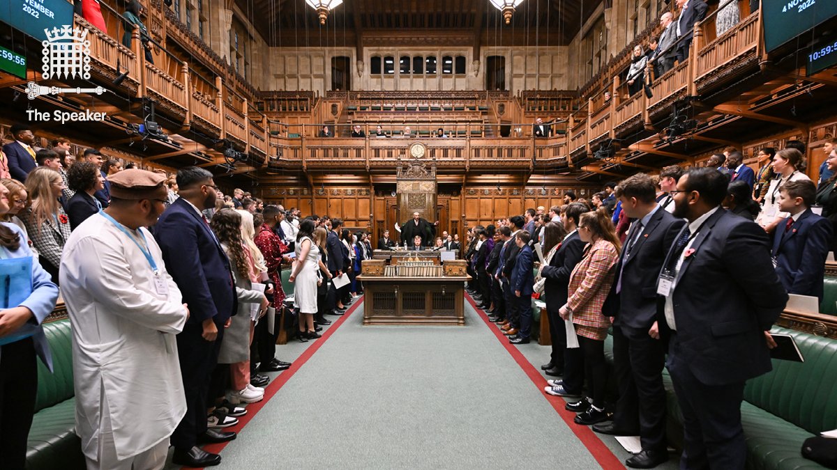 CommonsSpeaker's tweet photo. I really enjoyed chairing the morning session of this year's Youth Parliament sitting. This platform has given the opportunity for young people from across the United Kingdom and the British Overseas Territories to have their voices heard on the issues that matter to them. https://t.co/fAo64rIrSe
