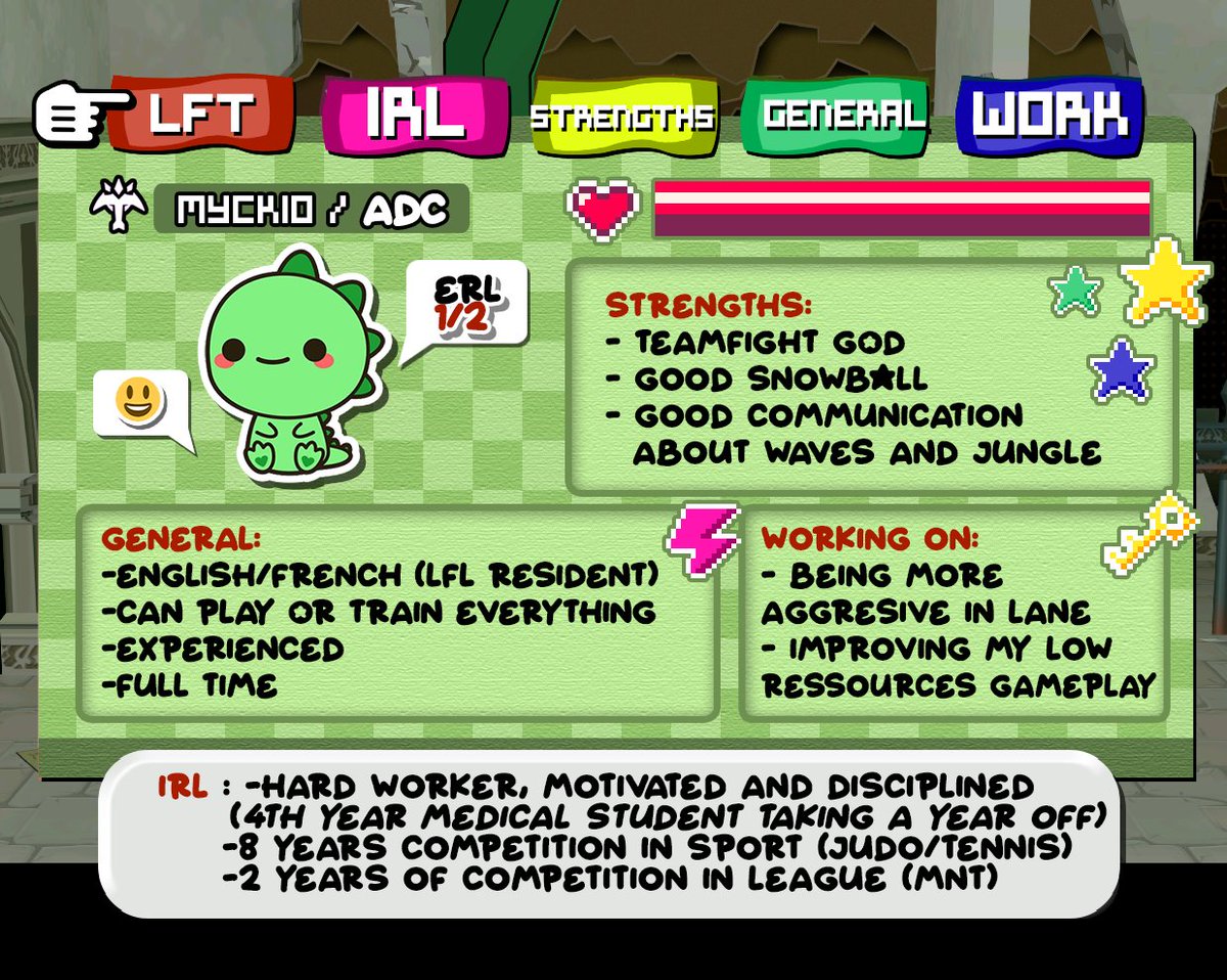 Hello !

Im LFT as ADC for 2023 
Mainly looking for ERL2/1 but I'm open to any offers.

VODs available upon request

I invite you to DM me for any request !📩
References : <a href="/VindoM_L/">Julien ''VindoM''</a> <a href="/Blazzios/">Blazzios</a> <a href="/Cook_Esport/">Coach Cook</a> + ex teammates/staff

@eliasxamr 🖼️

♥ &amp; 🔁 higly appreciated
More info 🔽