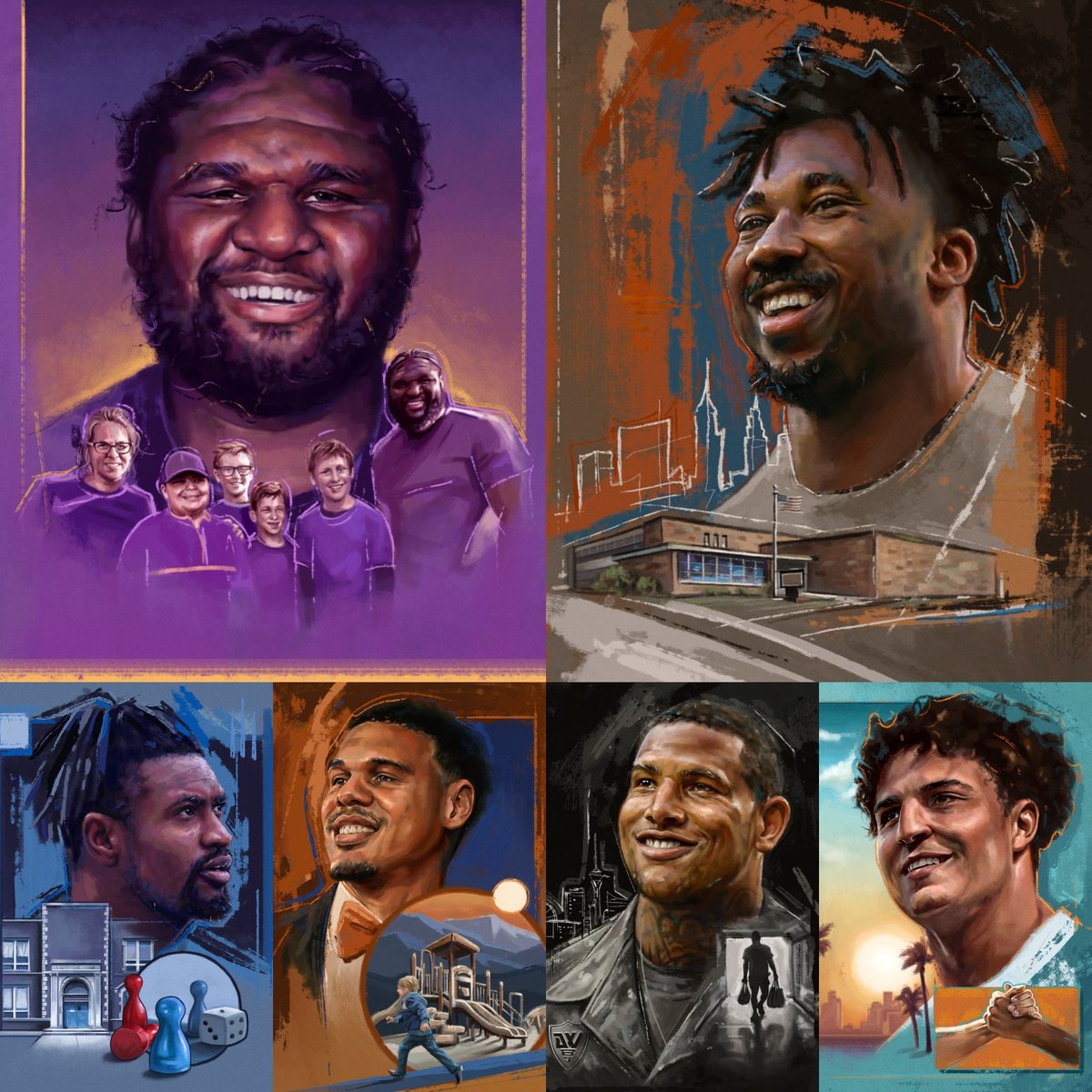 First quarter of work for the NFLPA / Heartlent group and their awesome Community MVP campaign 

Has been a blast to work on each week! And as always, thrilled to see and produce more sports illustration 😀 

#sportsart #sportsillustration
