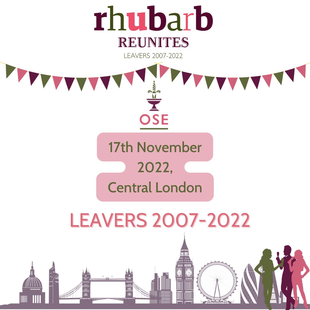 RHUBARB REUNITES 2007-2022 LEAVERS - 17TH NOVEMBER IN LONDON

We have had a massive response so far - and with over 170 of you coming, we're down to our final few tickets...

There will be a guest list at the door!

RSVP here to secure your place: 

beyondteddies.stedwardsoxford.org/Event/rhubarb-…