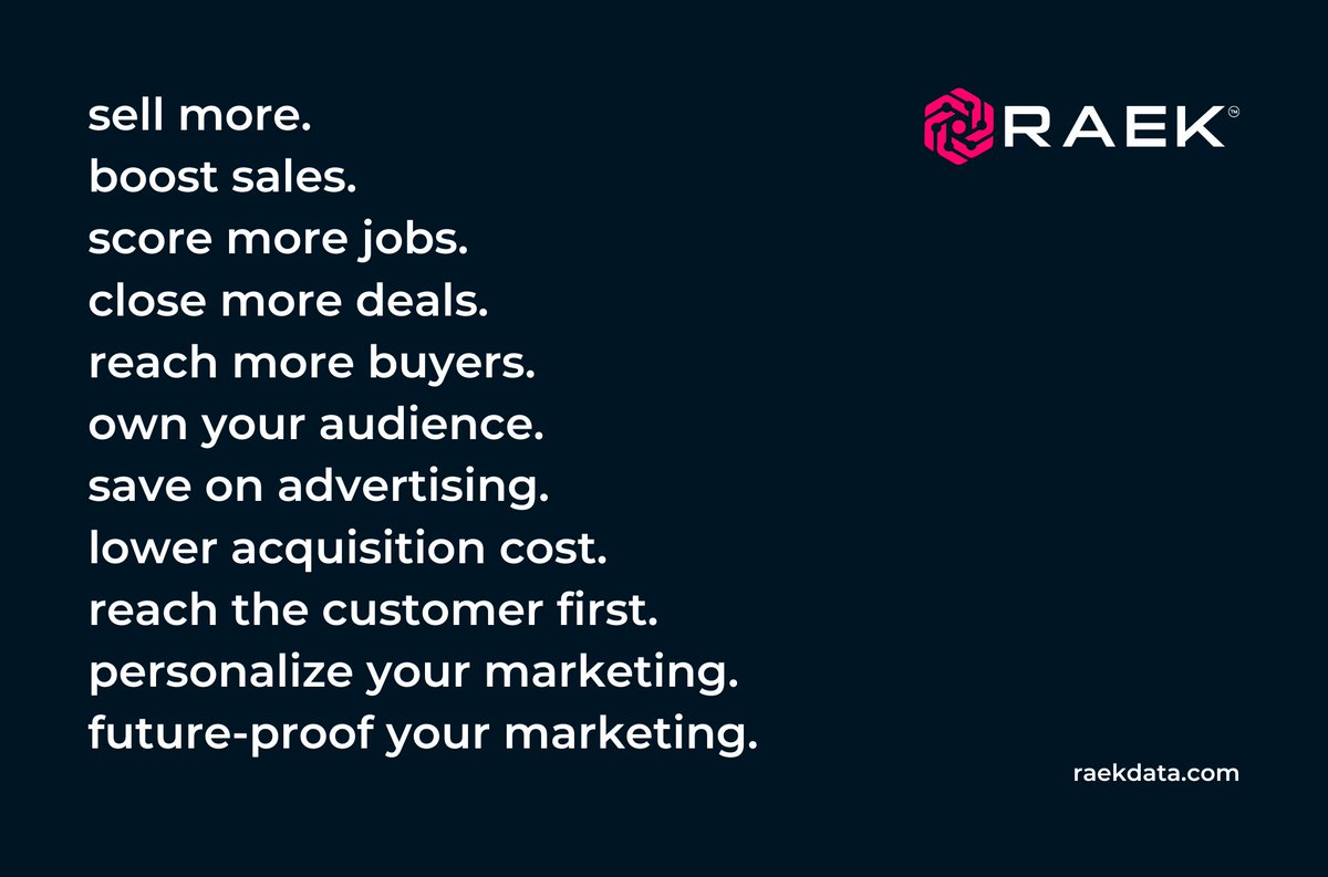 RaekData's tweet photo. First-party data - what will you use it for?
https://t.co/kPyFn5wrPG
#marketing #firstpartydata #data #sales #RAEK https://t.co/N6gpm69tpm