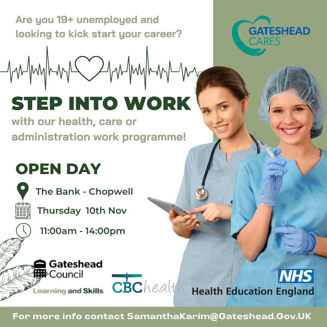 Interested in starting a career with our health, care or administration programme? Come on down to our open day and begin your journey towards a successful career now. ✅Speak with employers ✅Enrol onto the programme ✅Health Activities