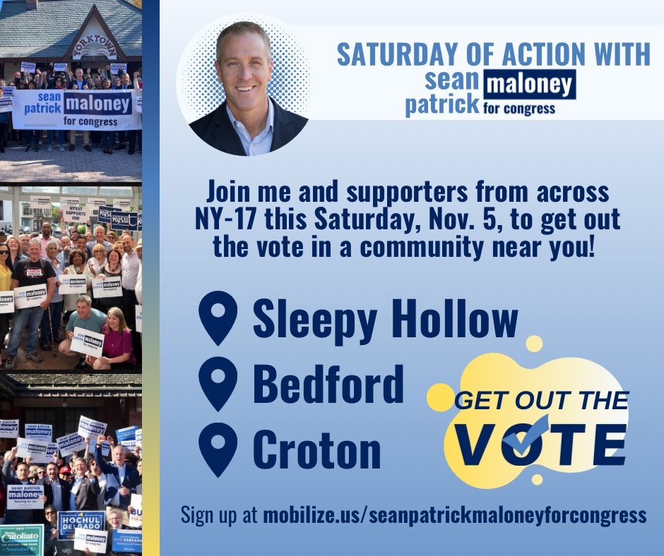 With just 4 days left before Election Day, we are holding a weekend of action to get out the vote. Hope to see you at one of our canvass launches this Saturday! Get involved & sign up here: mobilize.us/seanpatrickmal…
