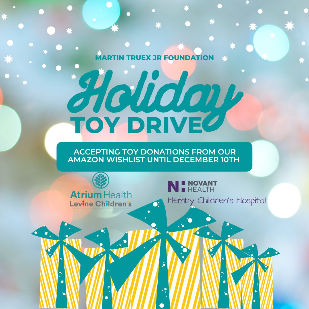 It’s time for our Annual Holiday Toy Drive🧸 Help us give the children of @LevineChildrens and @NovantHealth the BEST Christmas🎄 We will be accepting toys through December 10th this year! You can shop our Amazon wishlist: amazon.com/hz/wishlist/ls…