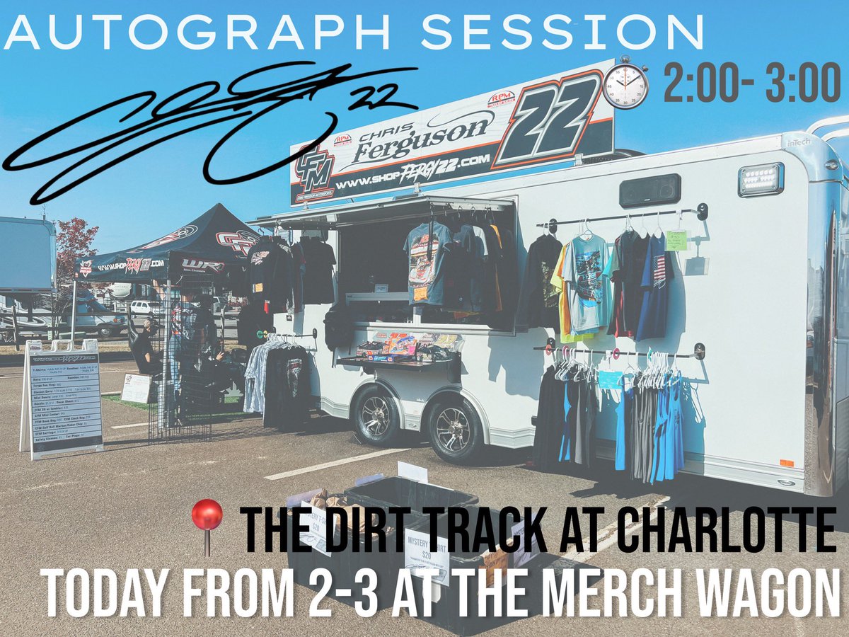 Autograph Session ✍️

Fergy is hanging out at the merch trailer today signing autographs! 

📍: Merch Wagon at The Dirt Track at Charlotte

⏱: 2 PM-3PM