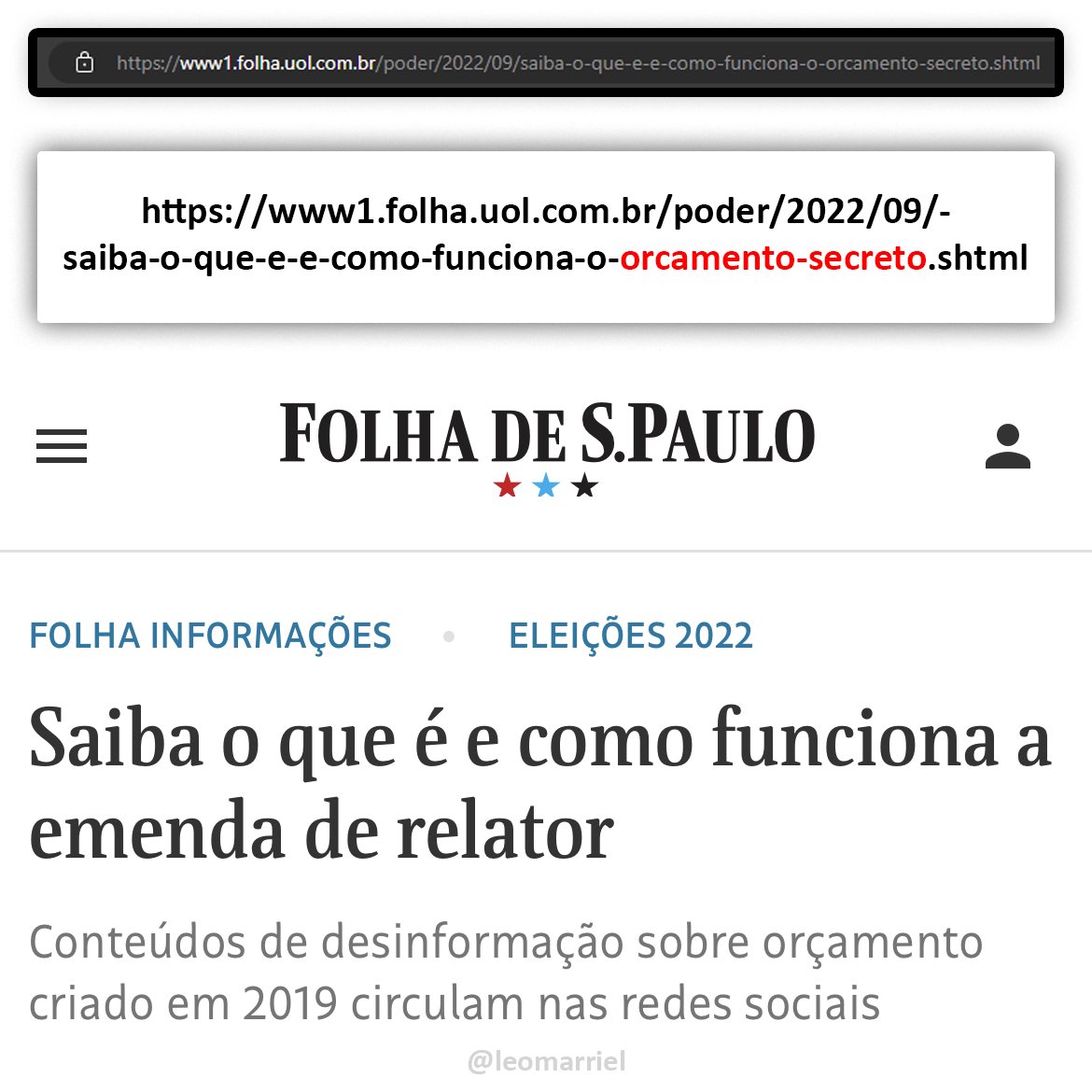 leomarriel's tweet photo. Ei @folha, vocês esqueceram de alterar a URL do artigo, ainda continua Orçamento Secreto kkkkkkk chama o conselho dos checadores. @foIha_sp tem mais credibilidade.
https://t.co/XTiZN1kds5 https://t.co/pQfUpjvFHU