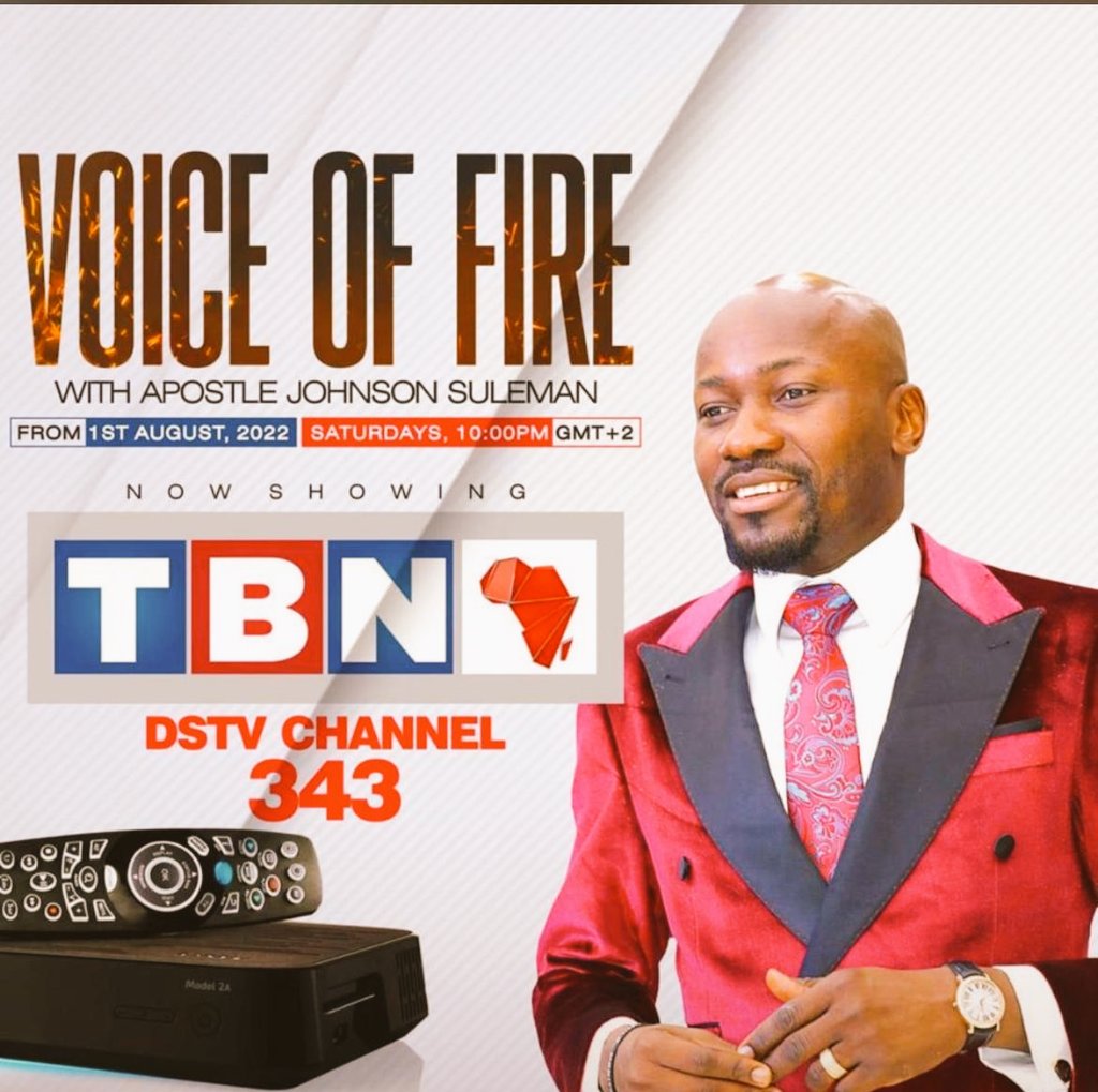 ofmhamburg's tweet photo. Somebody shout Fire!!!

Good News!!!

The Restoration Apostle, Prof. Johnson Suleman now on TBN-AFRICA (DSTV CHANNEL 343) Every Saturday @ 10pm (GMT +2)

Your Time Has Come.

Share &amp; Get Others Connected To Most High God Through His Chosen Son/Servant, AJS.

#TooFaithfulToFail https://t.co/ucQad1Gx52