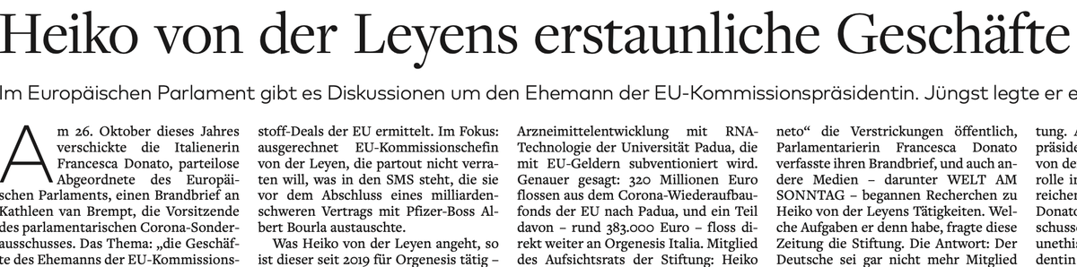 Tim_Roehn's tweet image. Meine @WELTspr-Kollegen @EBodderas und @aufmerken beschäftigen sich intensiv mit Heiko von der Leyen, Ehemann von @vonderleyen. Dabei kam u.a. heraus, dass er jüngst ein umstrittenes Aufsichtsratsmandat in Italien niederlegte. Die Recherche in der neuen @WELTAMSONNTAG. / @welt