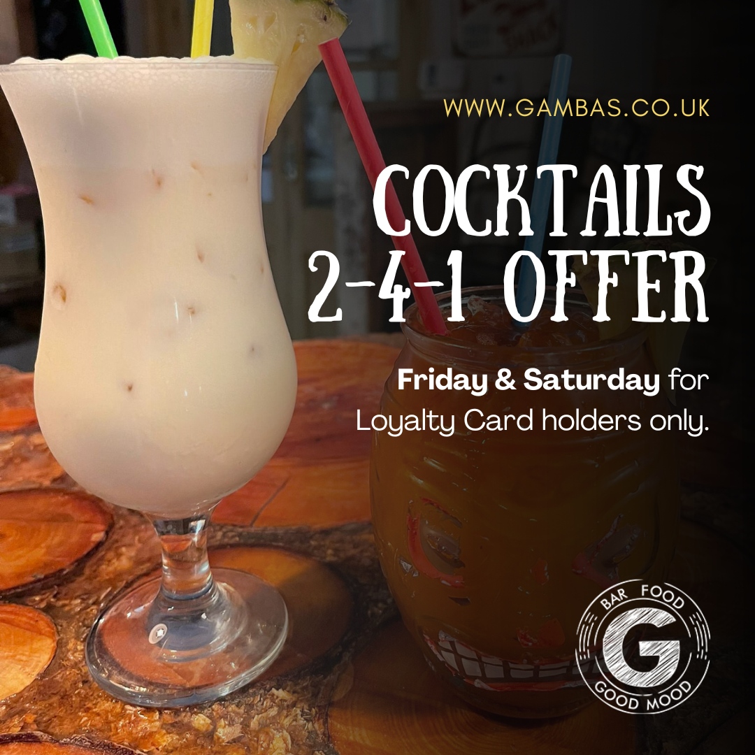 November promotion! 📣

2-4-1 Cocktail Special Offer 🤩
You can't miss it!

Promotion only for our Loyalty Card owners! 💳

Book your table now! 👇
📞 01493 509 523
🌐 gambas.co.uk

#Cocktails #BarFoodGoodMood #Gorleston #Norfolk #NorfolkFood #Gambassadors #TrendSet...