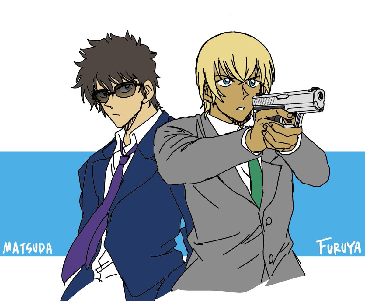 2boys multiple boys necktie weapon gun blonde hair sunglasses  illustration images