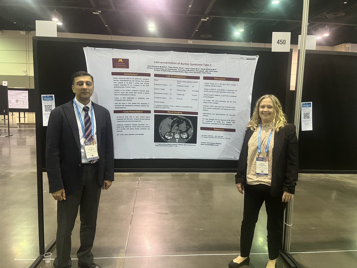 UMNkidney's tweet photo. Our fellows Dr Amit Kaushal @dramitkaushal and Dr Arsalan Alvi mentored by our great program director @sarahelfering presenting their posters @ASNKidney #KidneyWk https://t.co/SeED851dls