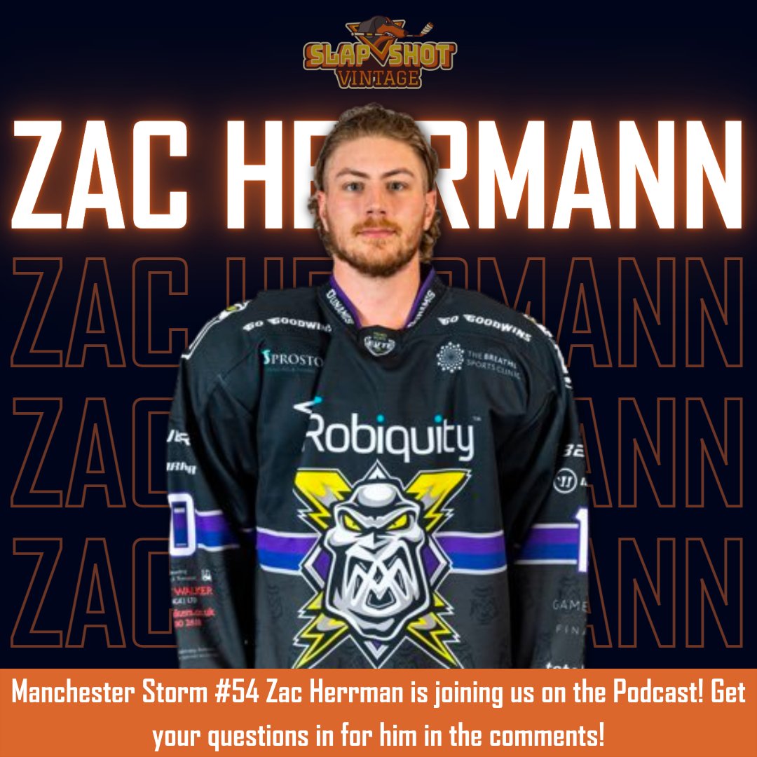 We're buzzing to have current @mcr_storm defenceman <a href="/HerrmannZac/">Zac Herrmann</a> join us on the podcast on Monday! 🎙 

Any questions for him? Get them in the comments below! ✍️