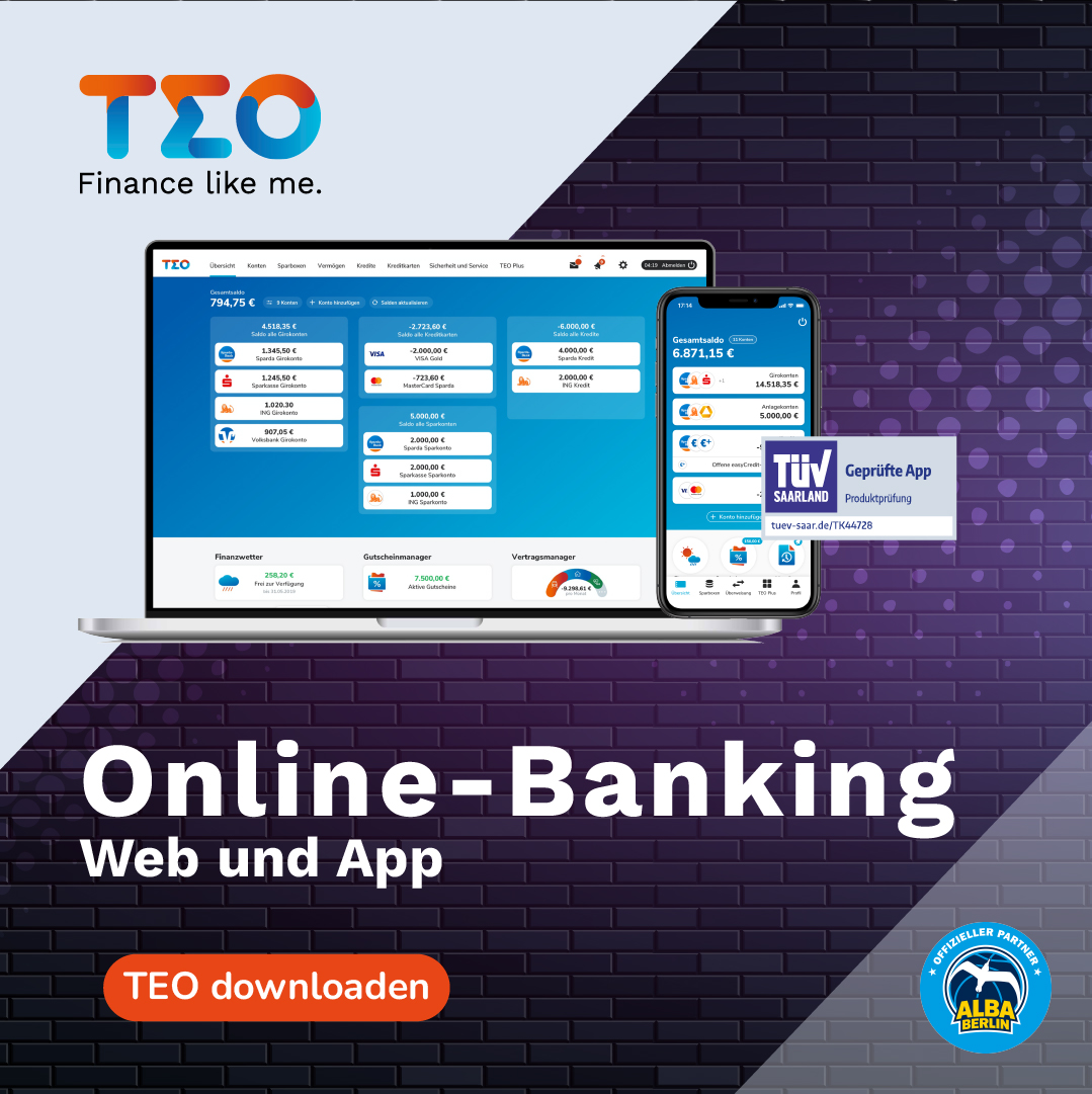 TEOBanking's tweet photo. We have Free tickets to AlbaBerlin game against Bayern on 10.11. If you're near the Berlin area, send us a Tweet... Official Partners of AlbaBerlin top team! 🏀🥳 #TopintheGame #TopTeams https://t.co/a9YnUC8fwG
