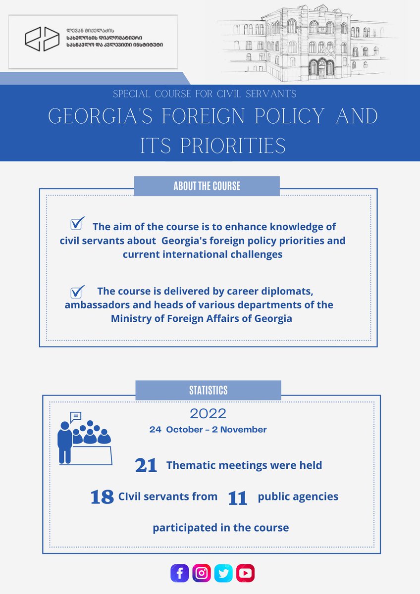 DIGeorgia_'s tweet photo. ◽️ About the special course for civil servants - “ 🇬🇪’s Foreign Policy and Its Priorities”. https://t.co/OV4ngxfB0G
