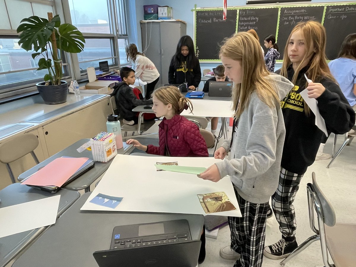 6th graders working on a poster project highlighting the achievements of the Ancient Sumerians <a href="/ThompsonMSpride/">Brian Currie</a>