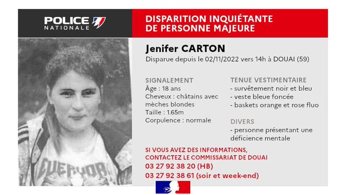 PatrioteEngager's tweet photo. #DisparitionInquietante  Merci pour elle et sa famille https://t.co/CjSNY1k2vi