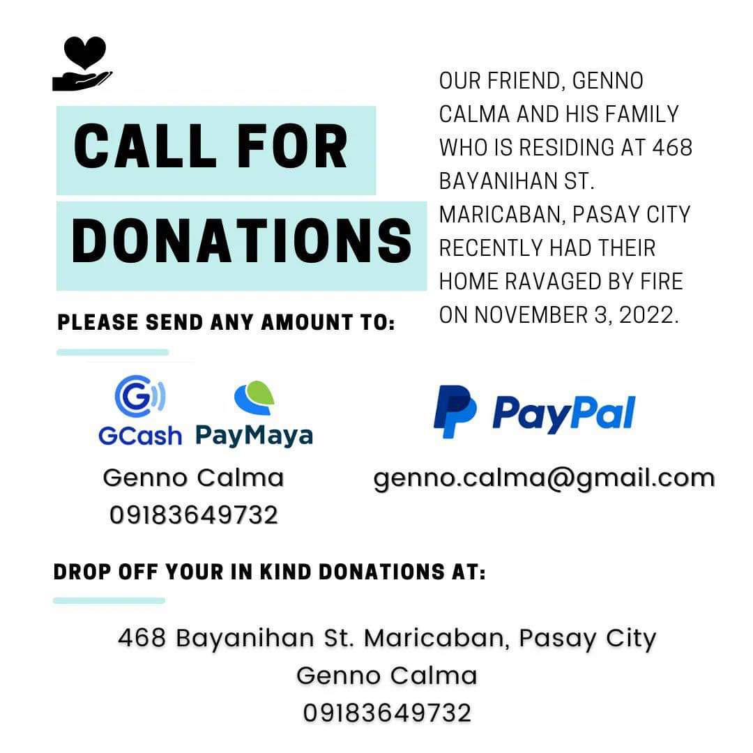Trvagnldo's tweet photo. Hi twitter ppl, my friend needs help for their house burned down at wala silang naisalbang gamit. I am humbly asking for your help whether it be in-kind donations or monetary assistance. Details can be found below 💟 Thank you so much!
Pls feel free to RT/QRT/LIKE for reach https://t.co/b0MDHenNev