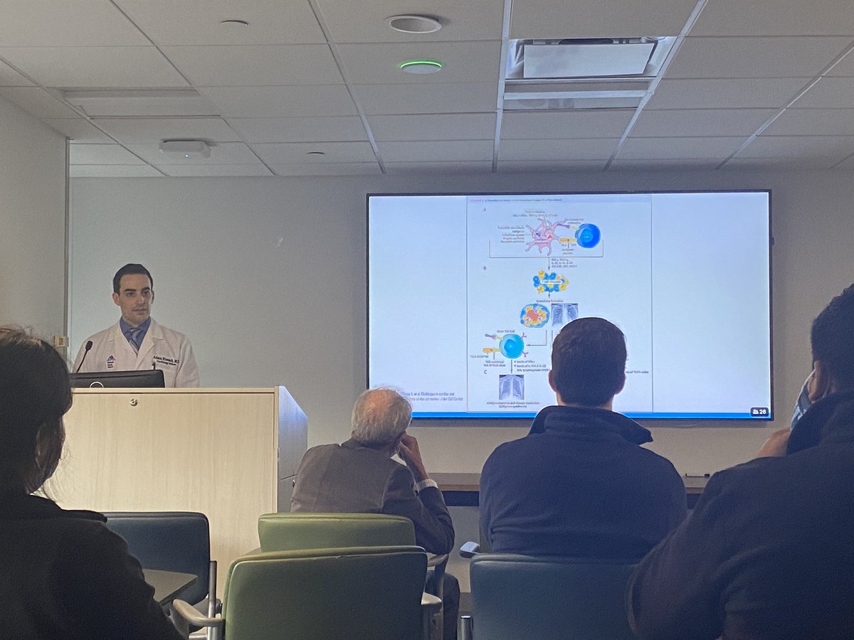 Mount Sinai Cardiology Fellowship (@sinaicards) on Twitter photo First year ❤️fellow <a href="/Adam_Russak/">Adam Russak, MD</a> presents a wonderful multidisciplinary case this morning of cardiac sarcoidosis including EP, CHF, Echo, Imaging, and Pulmonary faculty First year ❤️fellow <a href="/Adam_Russak/">Adam Russak, MD</a> presents a wonderful multidisciplinary case this morning of cardiac sarcoidosis including EP, CHF, Echo, Imaging, and Pulmonary faculty