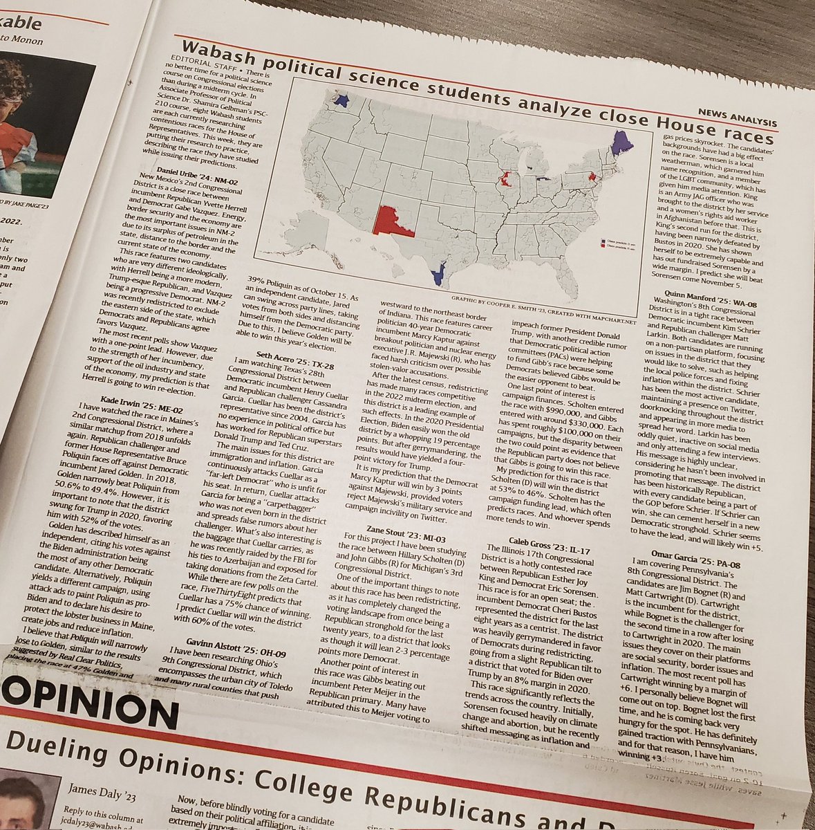 ShamiraGelbman's tweet photo. #psc210 #congressionalelections is featured in the @WabCoBachelor_ this week! They'll say more about these eight #Midterms2022 races in video presentations set to drop on Tuesday @WabashCollege https://t.co/Fa1dK4C0go