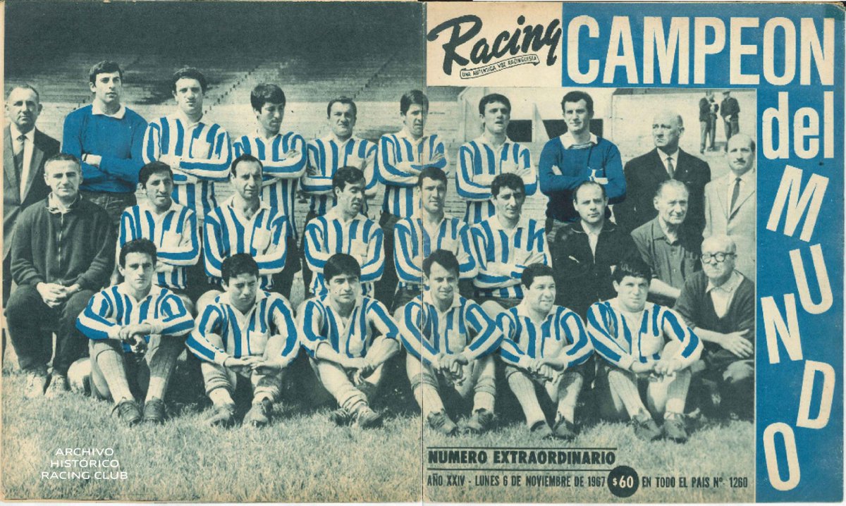 RacingClub's tweet photo. 4 de noviembre de 1967. 
Racing Club, primer campeón del mundo en el fútbol argentino.

¡Vamos Racing! 🏆💙

📸@RCArchivo https://t.co/ChoYQ1ypGY