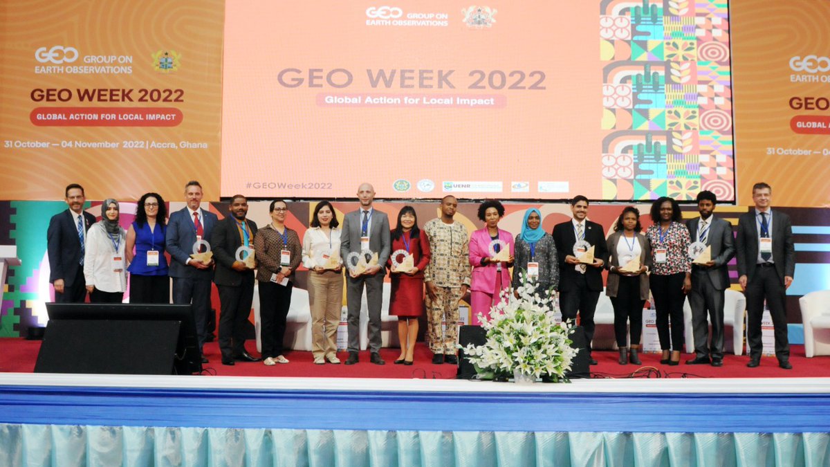 GEOSecretariat's tweet photo. The winners of the 2022 GEO Individual Excellence Awards have been announced!

Congratulations to Christina Justice, Neil Sims, Lynwill Garth Martin and Michael Souffront, and the winners of the @EO4SDG Awards 🎉 #GEOWeek2022
https://t.co/sx5ZxNjCkD https://t.co/PtmmAWxrCa