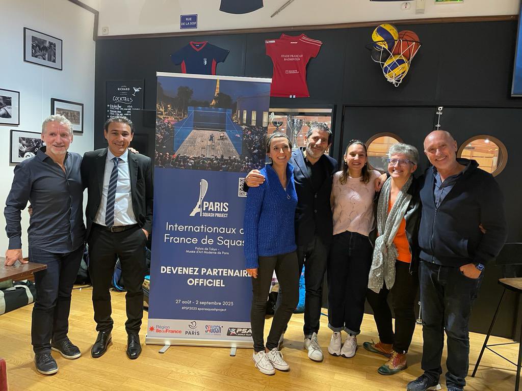 parisquash's tweet photo. A look back at our evening at the #stadefrancais yesterday with some of the team and club members. We are delighted to have the Stade Français as one of the official partner clubs of the tournament. 
We are looking for partners 🙋🏻‍♂️ #PSP2023 https://t.co/hRstwcPVK6