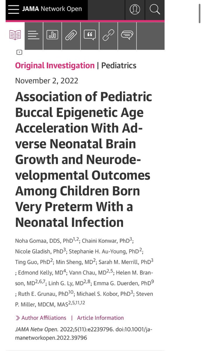 1/ Is #epigenetic #aging associated with neonatal brain growth and neurodevelopmental outcomes among very #preterm neonates?

In our new paper @JAMANetworkOpen, we aimed to investigate this question in a deeply phenotyped cohort.👇🏼🧵

@DrStevenPMiller @koborlab @chaini1987