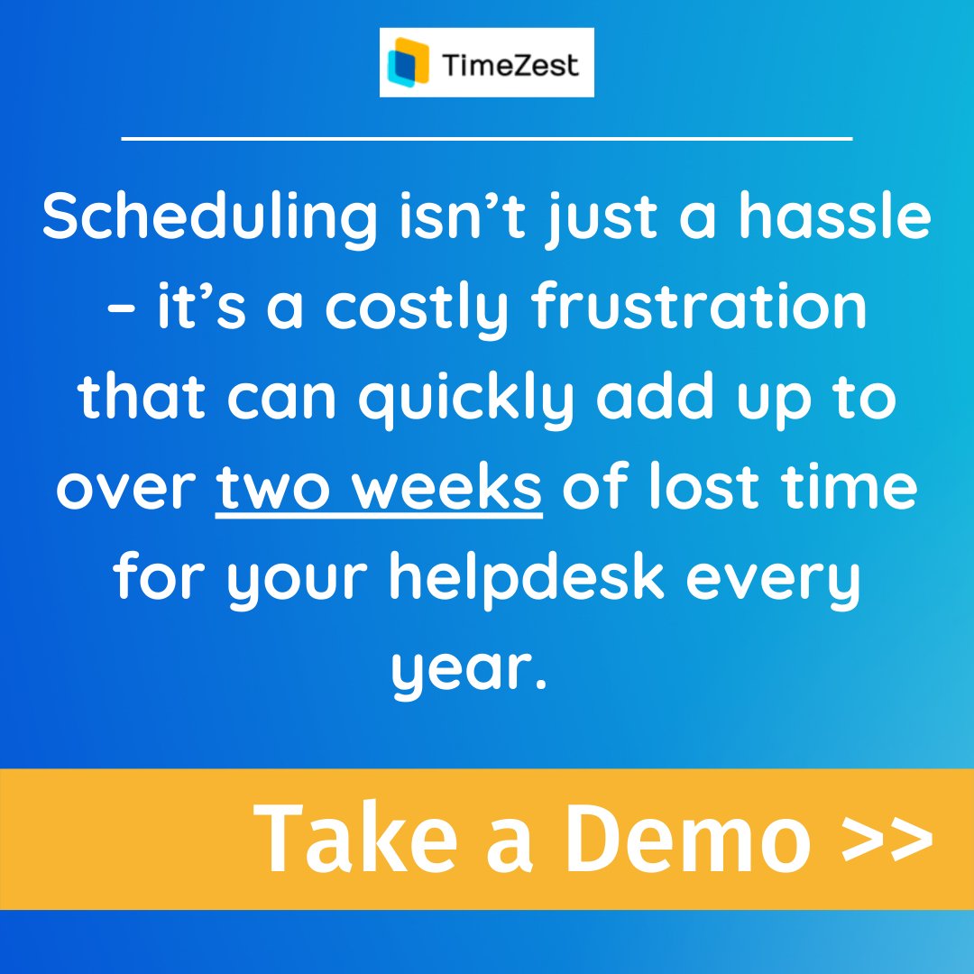 Scheduling isn’t just a hassle – it’s a costly frustration that can quickly add up to over two weeks of lost time for your helpdesk every year. Our revolutionary #schedulingautomation works seamlessly within your PSA to eliminate scheduling ping pong. timezest.com/schedule/