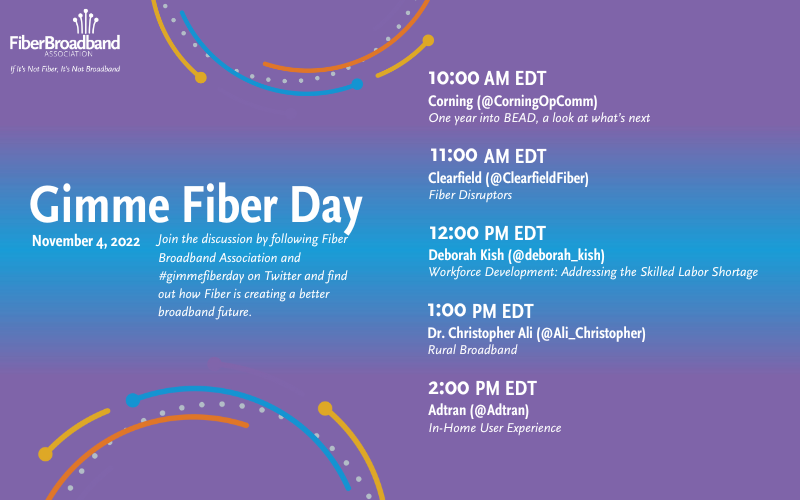 fiberbroadband's tweet photo. Happy Gimme Fiber Day! We have a lot of great conversations coming up, but to kick-off, tell us: how has #fiberbroadband impacted your community?

We'd love to hear from you today so chime-in on all things #fiber with the hashtag #gimmefiberday!

#fiberoptics #connectivity https://t.co/qOP6GRjLgA